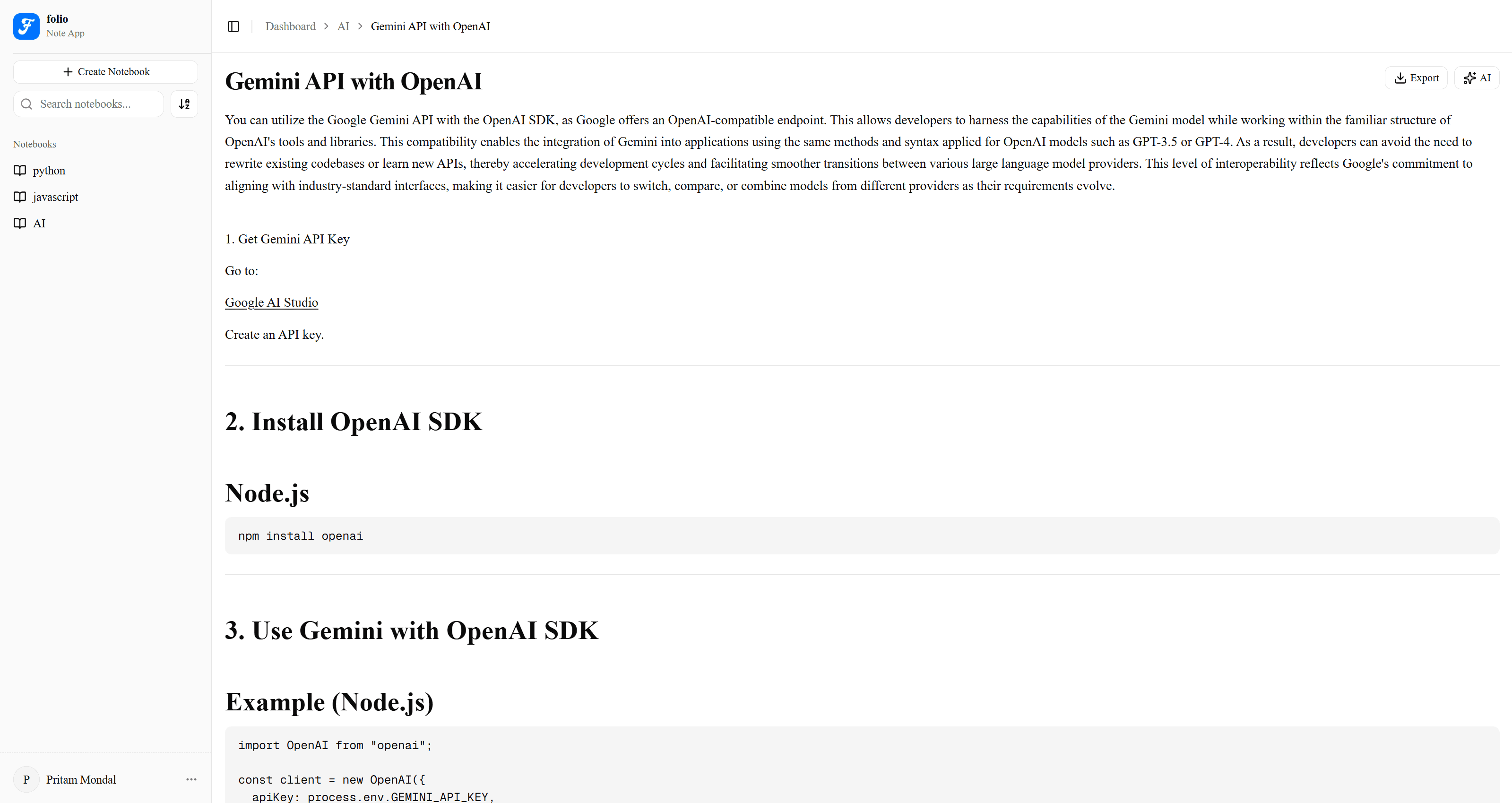folio editor preview, light theme